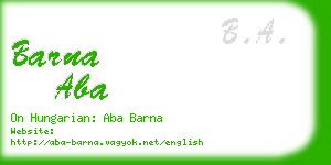barna aba business card